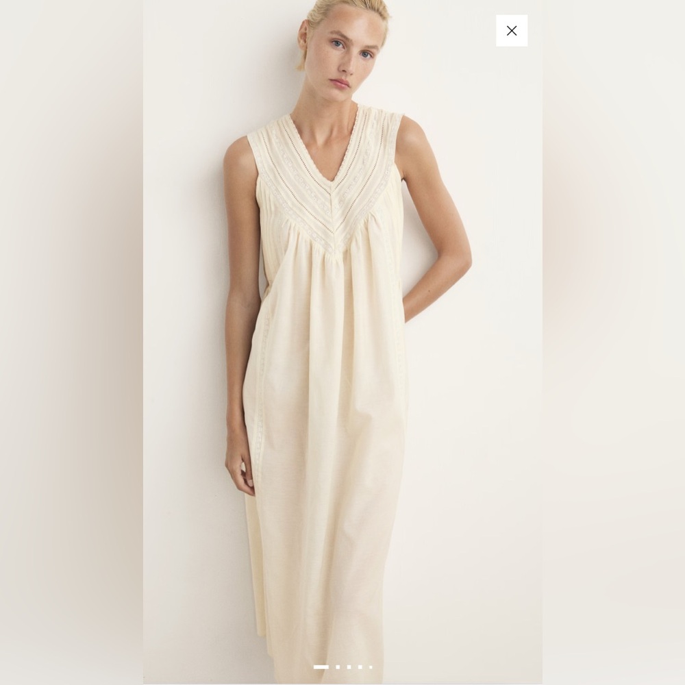 Mango Ivory Cotton Lace Nightdress / Nightgown